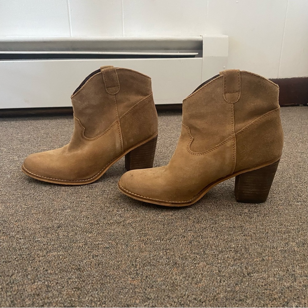 Matisse Tan Suede Ankle Booties with Western Flair